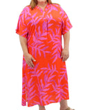 Ladies Printed Mandarin Long Dress | Eagle Clothing | Plus Size | Big & Tall
