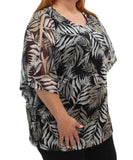Ladies Printed Mesh Batwing Top