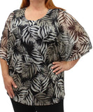 Ladies Printed Mesh Batwing Top