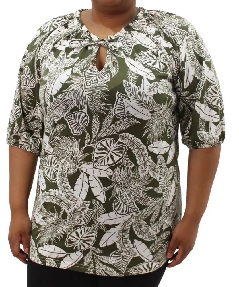 Ladies Printed Peasant Ladder Top | Eagle Clothing | Plus Size | Big & Tall