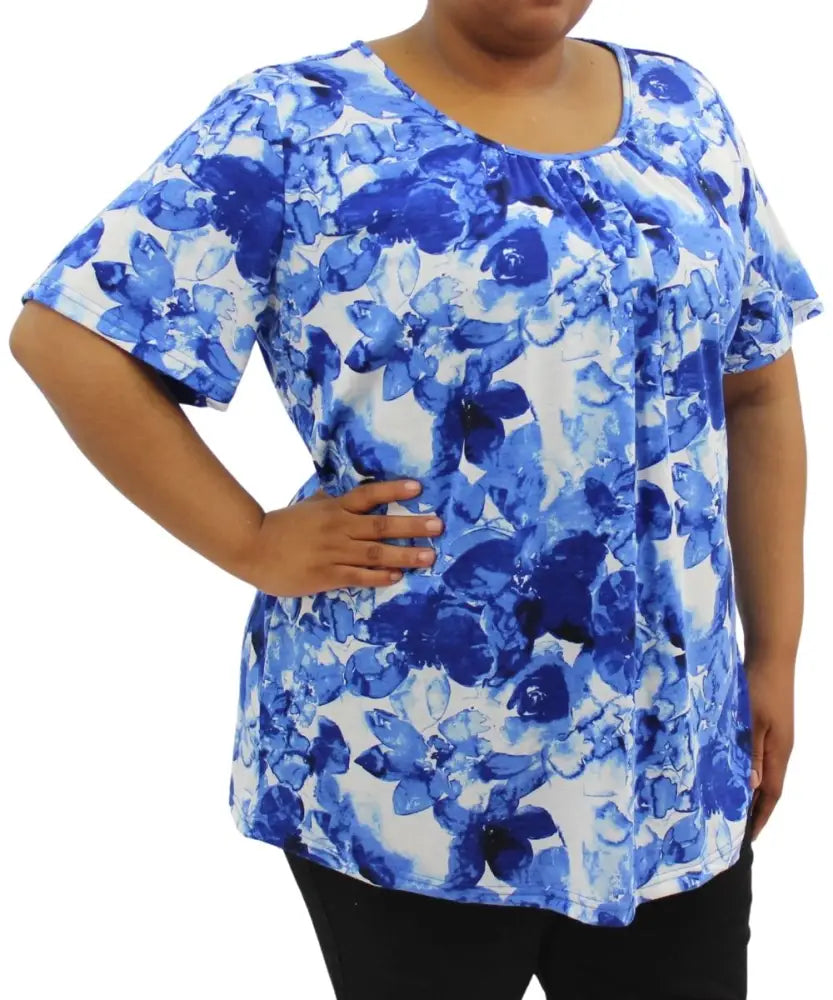 Ladies Printed Pleat Flare Tunic | Eagle Clothing | Plus Size | Big & Tall