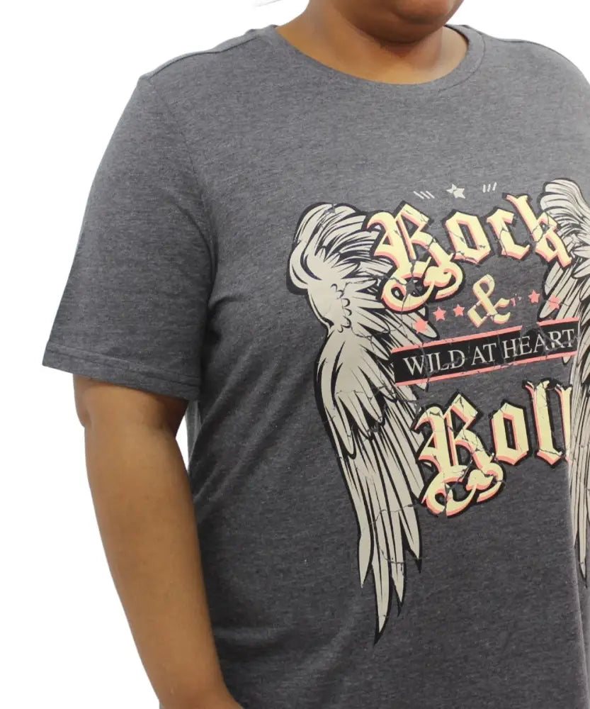 Ladies Printed Rock n Roll Tee | Eagle Clothing | Plus Size | Big & Tall