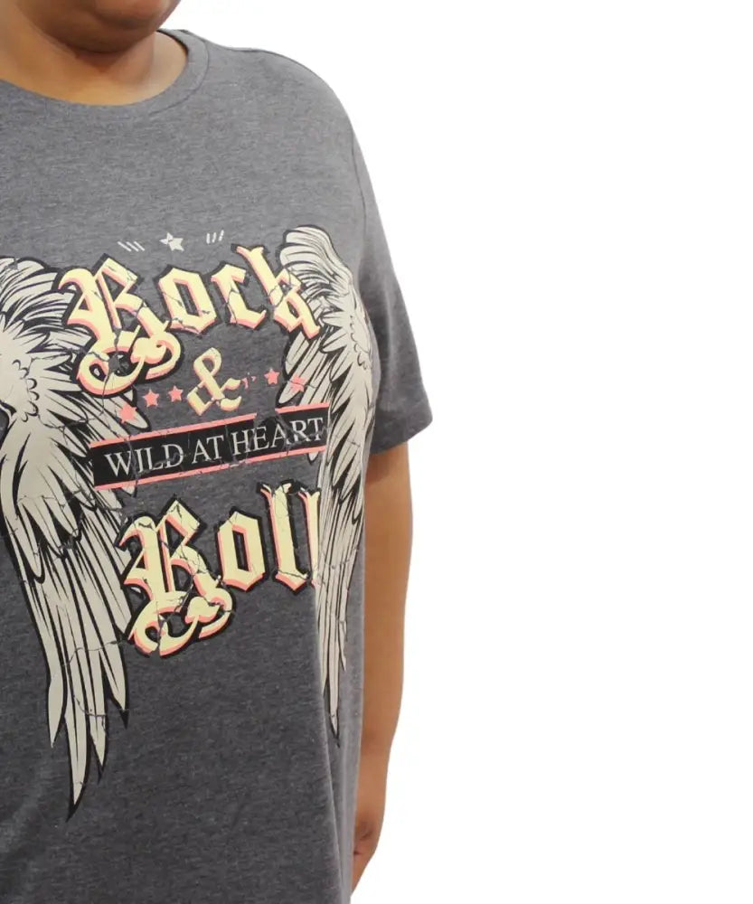 Ladies Printed Rock n Roll Tee | Eagle Clothing | Plus Size | Big & Tall