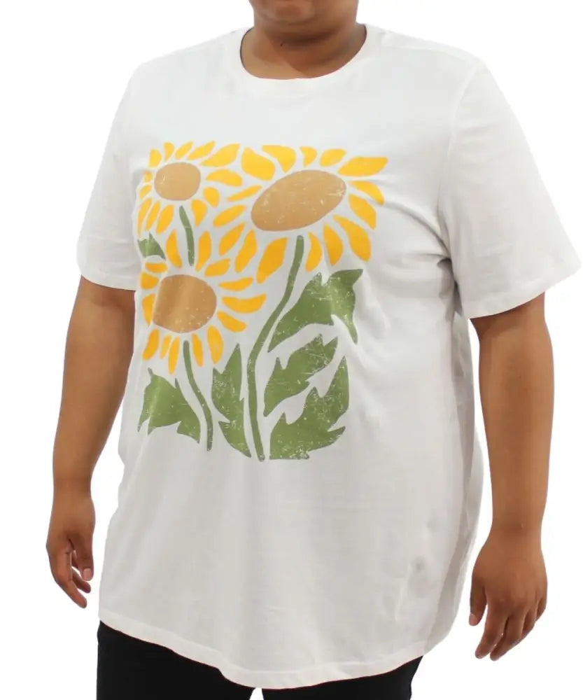 Ladies Printed Sunflower Tee | Eagle Clothing | Plus Size | Big & Tall
