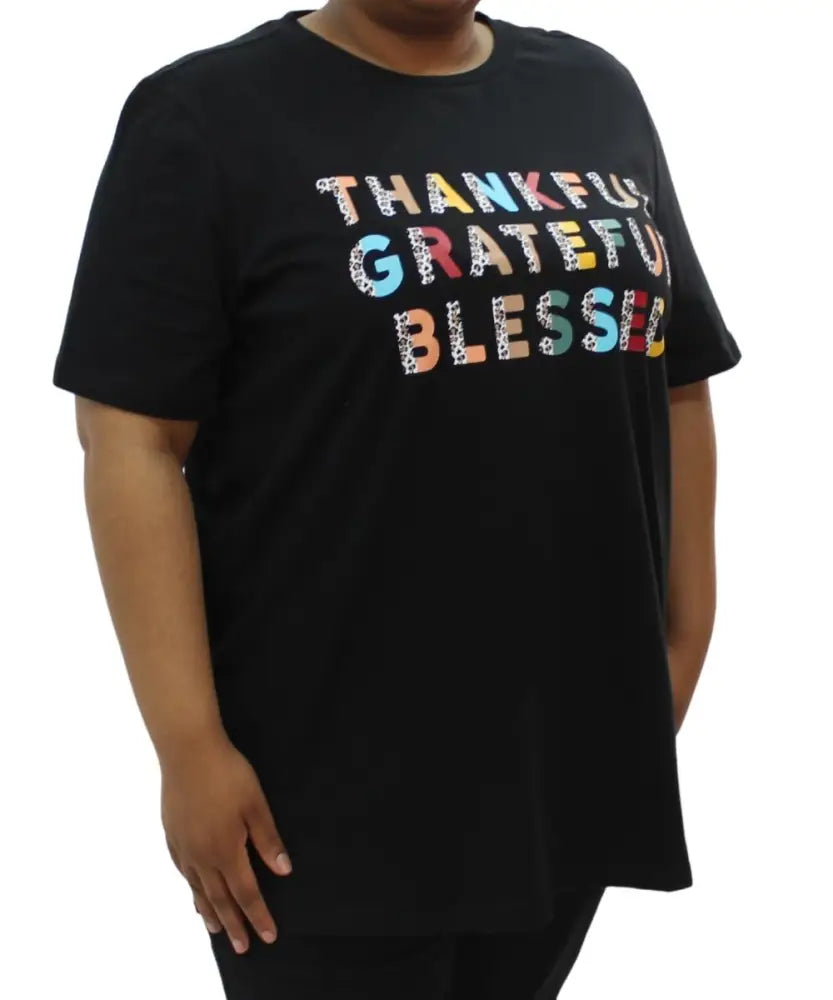 Ladies Printed Thankful Tee | Eagle Clothing | Plus Size | Big & Tall