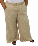 Ladies Printed Wide Leg Slit Pants | Eagle Clothing | Plus Size | Big & Tall