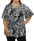 Ladies Printed XOver Neck Top