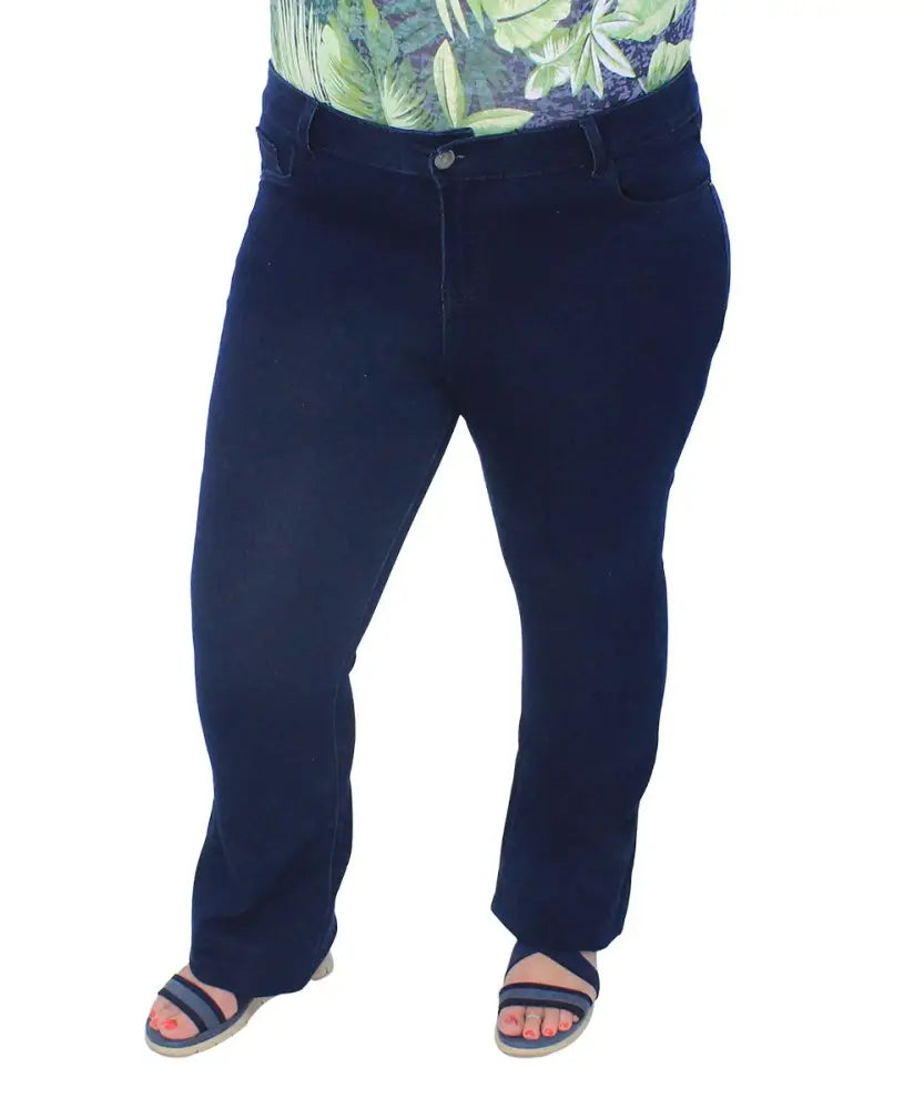 Navy blue straight-leg trousers for ladies Shannon High Waist Bootleg Denim Jean