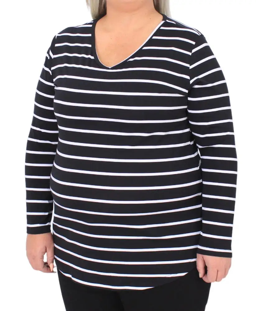 Ladies Stripe Curve Hem Top | R199.90 Eagle Clothing Plus Size Big & Tall