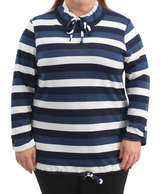 Ladies Stripe Funnel Neck Jersey