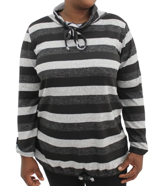 Ladies Stripe Funnel Neck Jersey