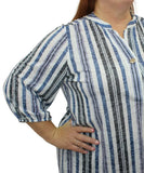 Ladies Stripe Henly Tab Top