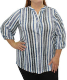 Ladies Stripe Henly Tab Top