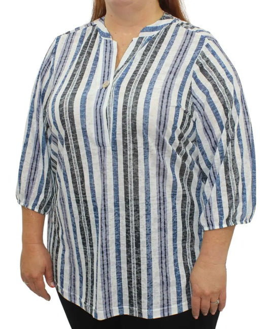 Ladies Stripe Henly Tab Top