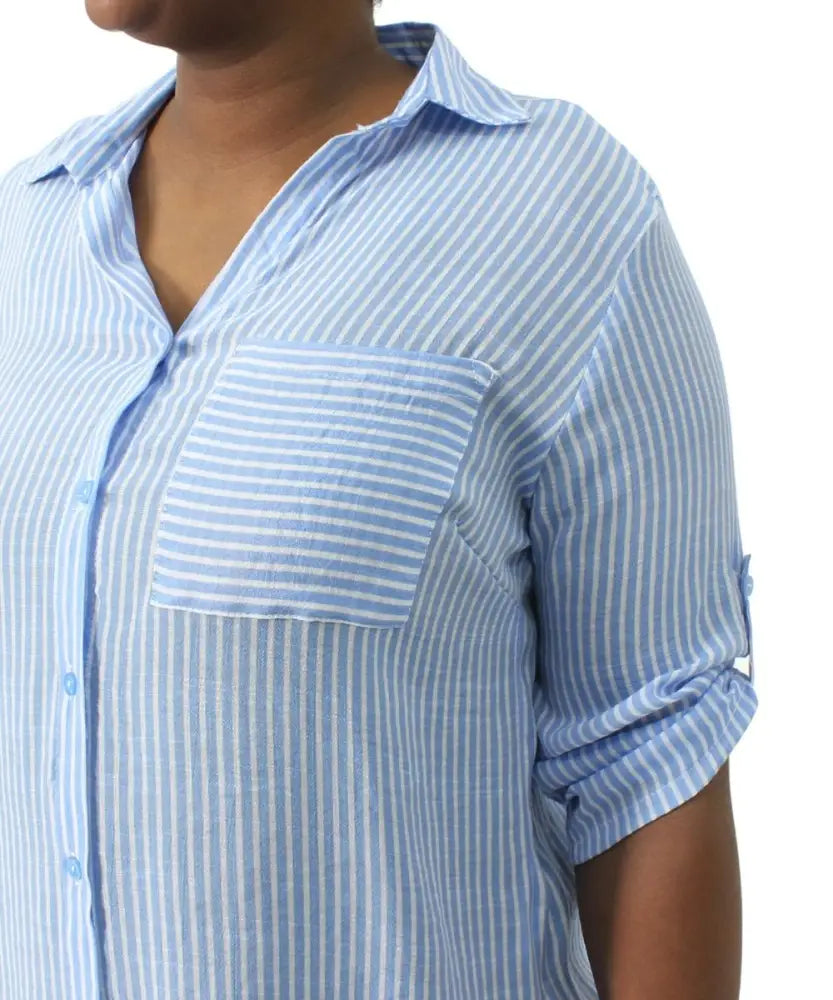 Ladies Stripe Tab Pocket Shirt | Eagle Clothing | Plus Size | Big & Tall