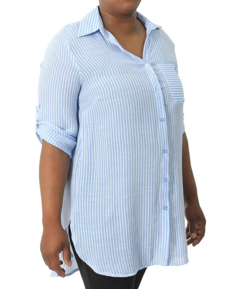 Ladies Stripe Tab Pocket Shirt | Eagle Clothing | Plus Size | Big & Tall
