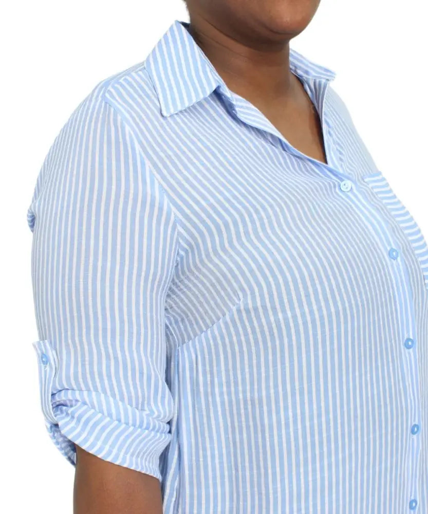 Ladies Stripe Tab Pocket Shirt | Eagle Clothing | Plus Size | Big & Tall