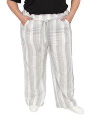 Ladies Stripe Wide Leg Linen Pants | R409.90 | Eagle Clothing | Plus Size | Big & Tall