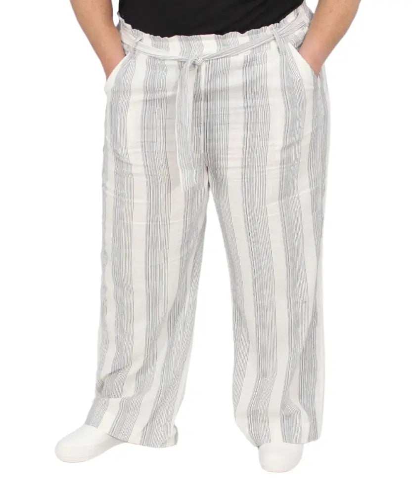 Ladies Stripe Wide Leg Linen Pants | R409.90 | Eagle Clothing | Plus Size | Big & Tall