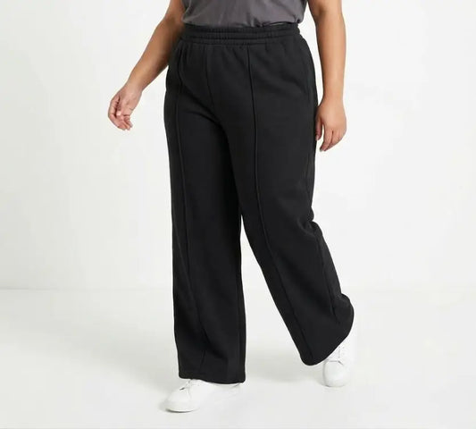 Ladies TrackPants Wide Leg Black