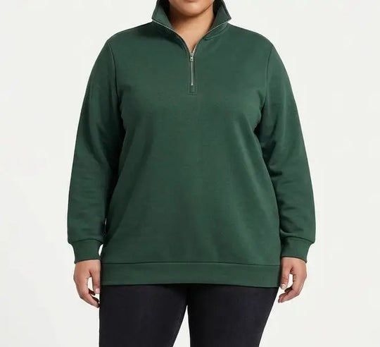Ladies TrackTop Collar &amp; 1/4 Zip Green