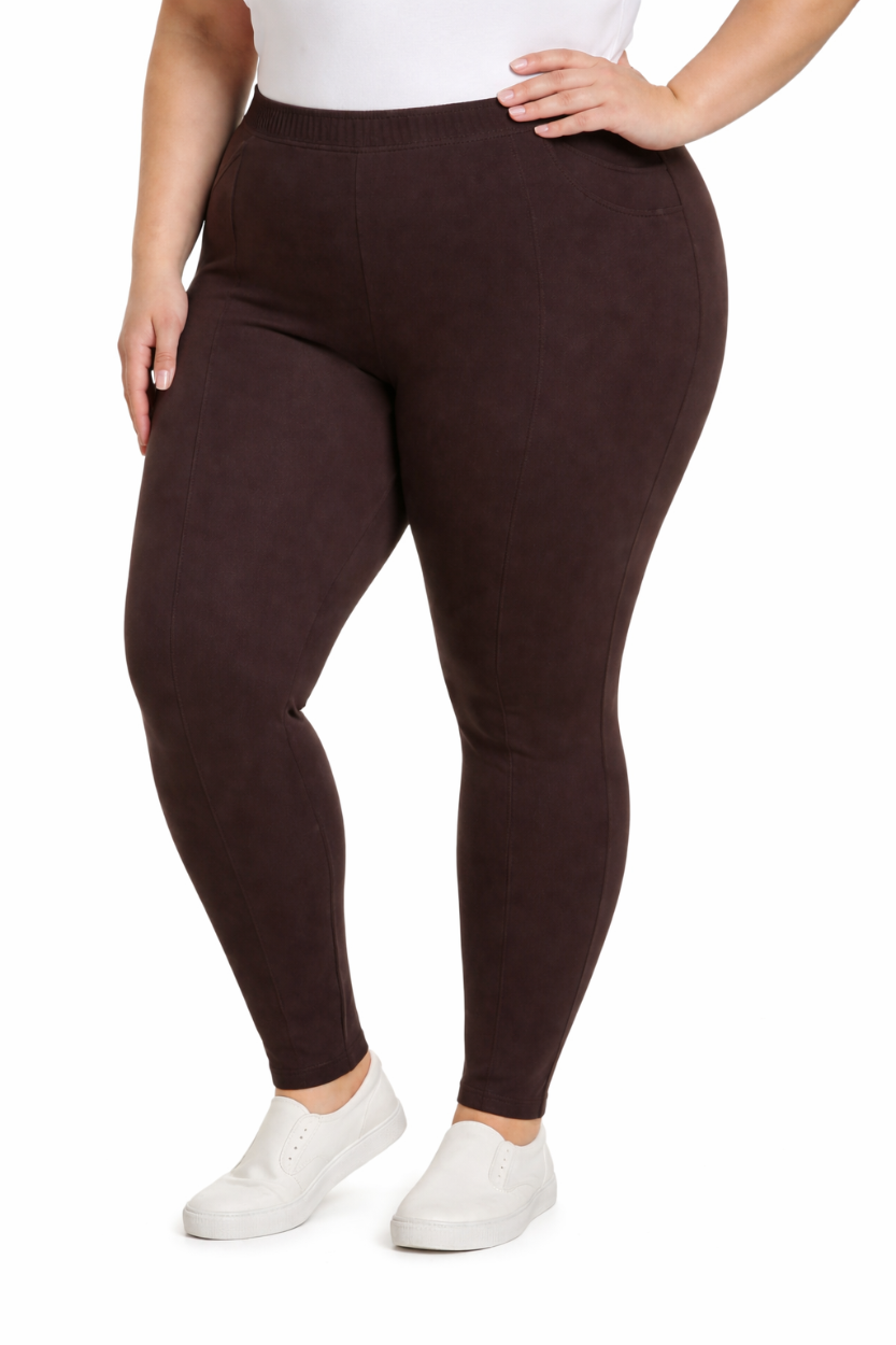 Ladies Plain Ponti Leggings CHOC