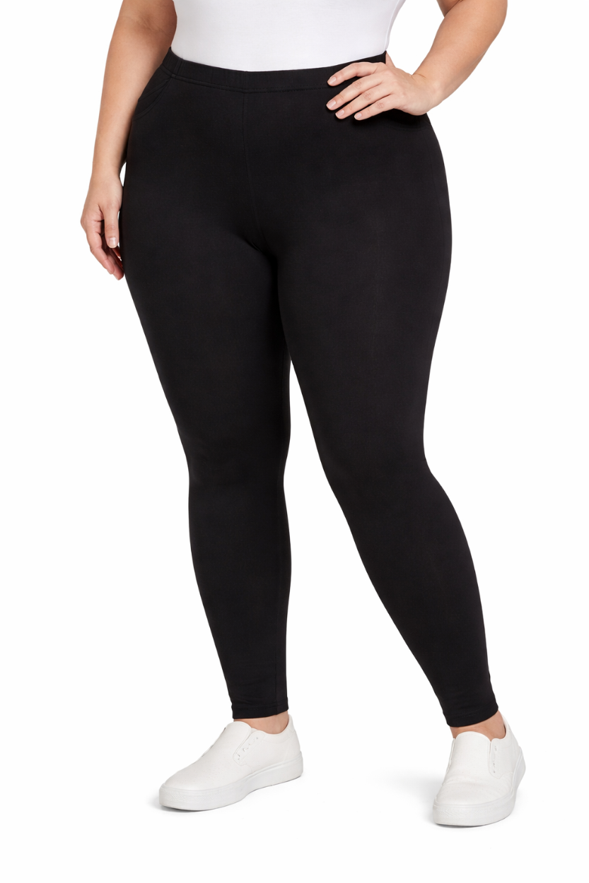 Ladies Plain Ponti Leggings Blk
