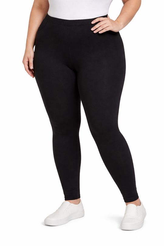 Ladies Plain Ponti Leggings Blk