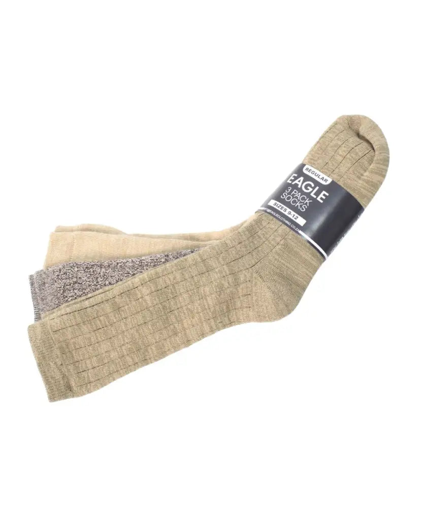 Beige wool sock with gray label from Mens 3 Pack Boot Socks collection