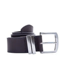 Black leather belt with silver buckle for Men, perfect plain leather accessory