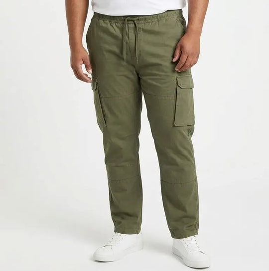 Mens Cargo Elasticated Pants Olive