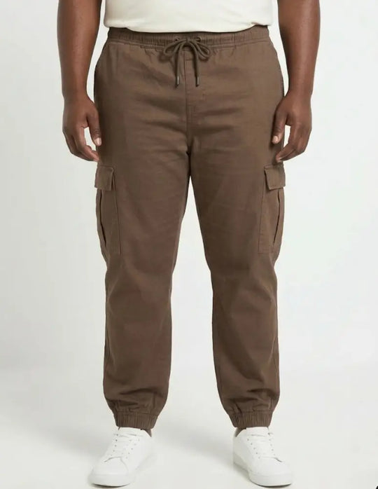 Mens Cargo Elasticated Pants Taupe