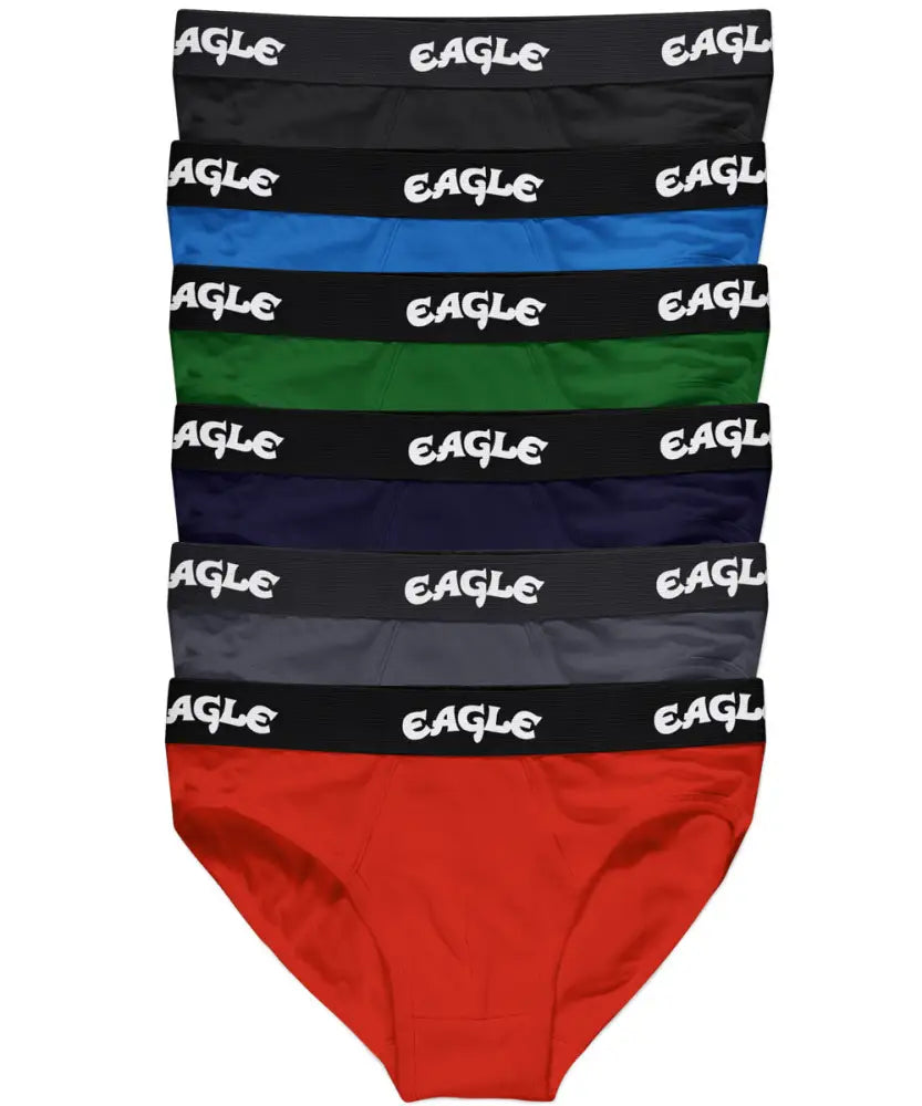 Mens Eagle 5 Pack Cotton Gen Briefs in various colors with EAGLE waistbands