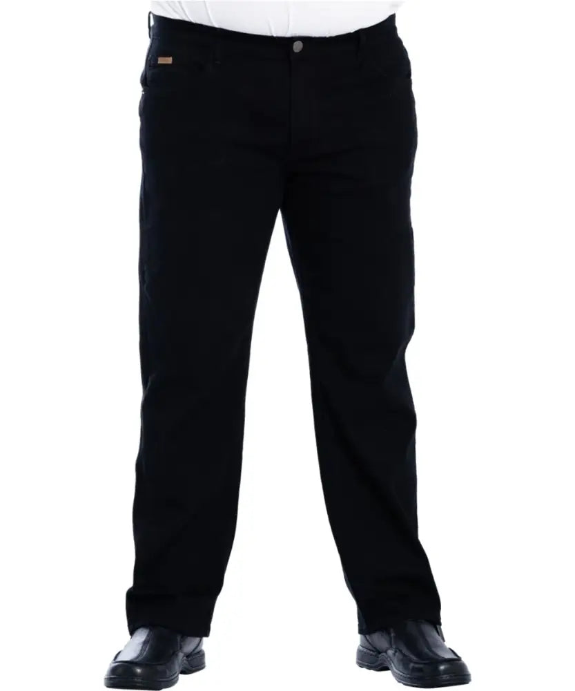 Mens Eagle Alaska Black Denim Jean featuring straight leg black trousers