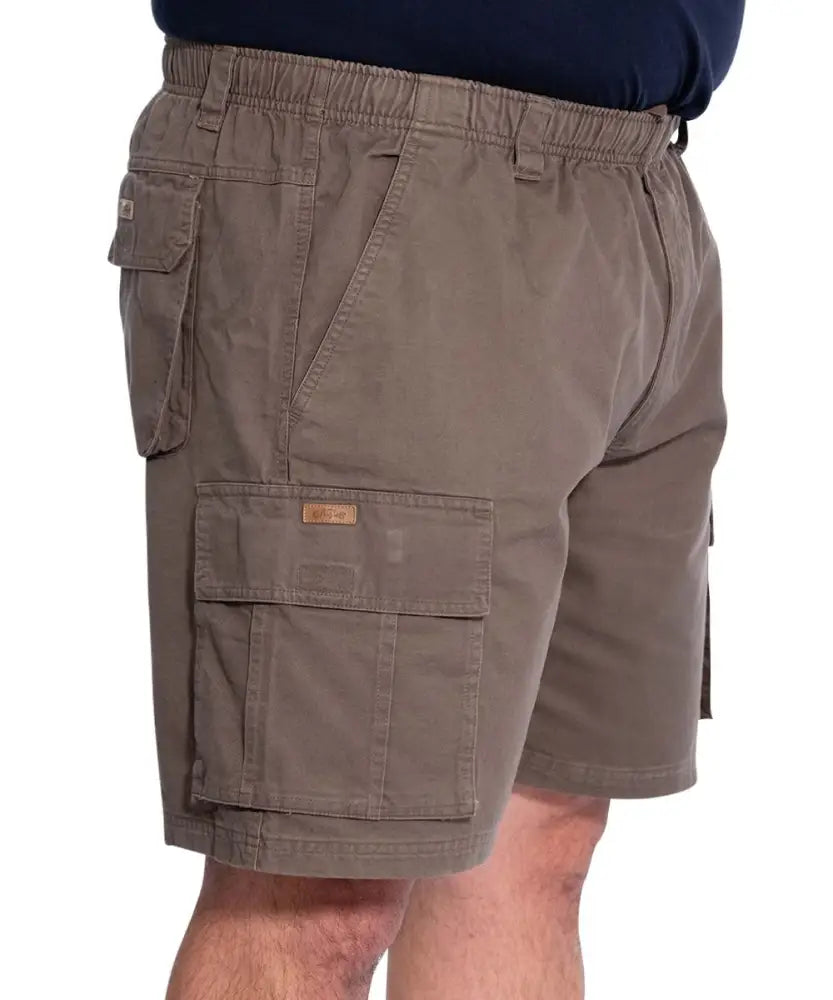 Khaki Eagle Baler Cargo Elast Shorts with pockets and elastic waistband for men