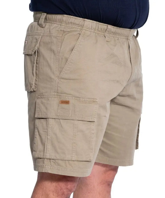 Khaki Eagle Baler Cargo Elast Shorts featuring multiple pockets for functionality