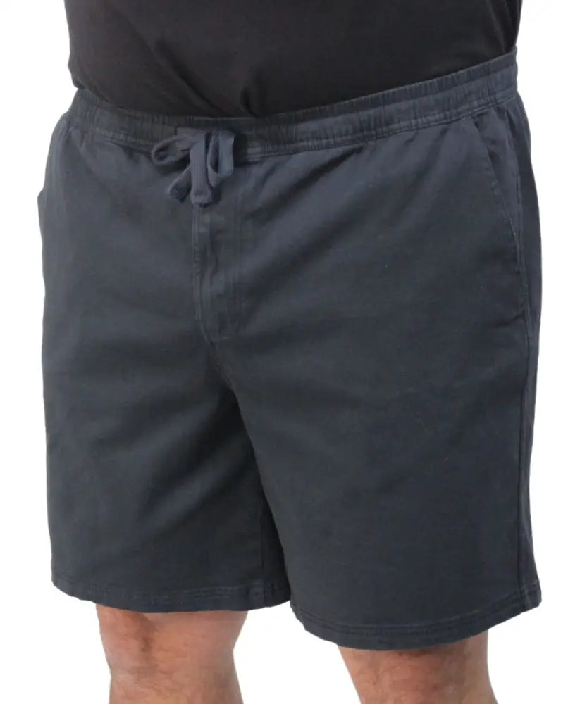 Dark gray mens elasticated cotton shorts with side pockets for ultimate comfort