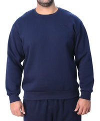 Navy blue crewneck sweatshirt in Men’s Fleece Track Top for stylish comfort