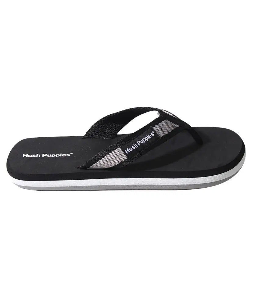 Black Hush Puppies flip-flop sandal with white sole and mesh strap for Mens Hush Puppy Andreas