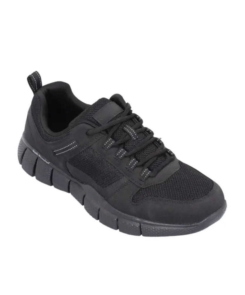 Black Men’s Hush Puppy Equally Speed Trainer with textured sole and lace-up design