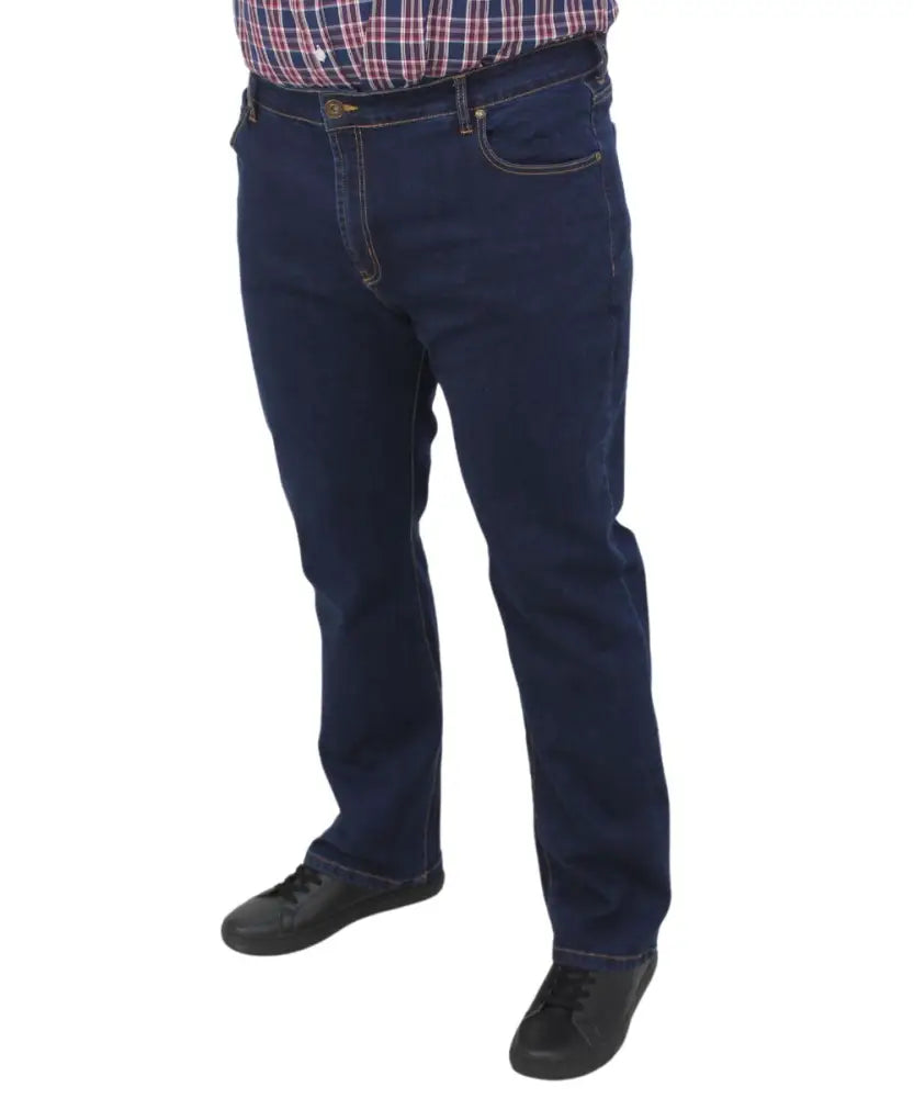 Pair of dark blue denim Nebraska Eagle Jeans for men, featuring a stylish design