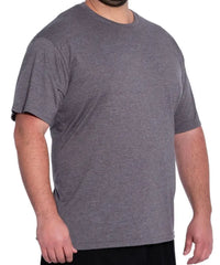 Gray short-sleeved Mens Plain Crew Neck Tee worn by a person, stylish and versatile