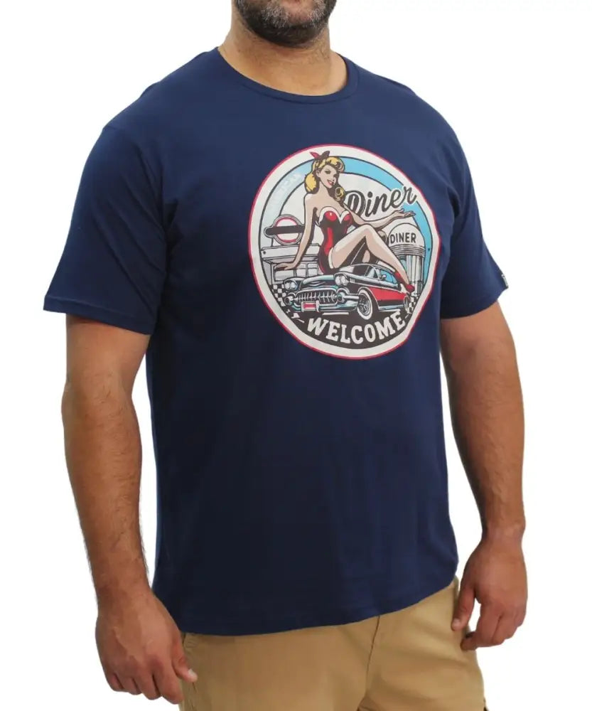 Mens Printed Diner Tee | Eagle Clothing | Plus Size | Big & Tall