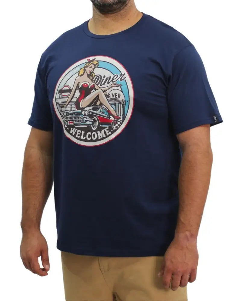 Mens Printed Diner Tee | Eagle Clothing | Plus Size | Big & Tall