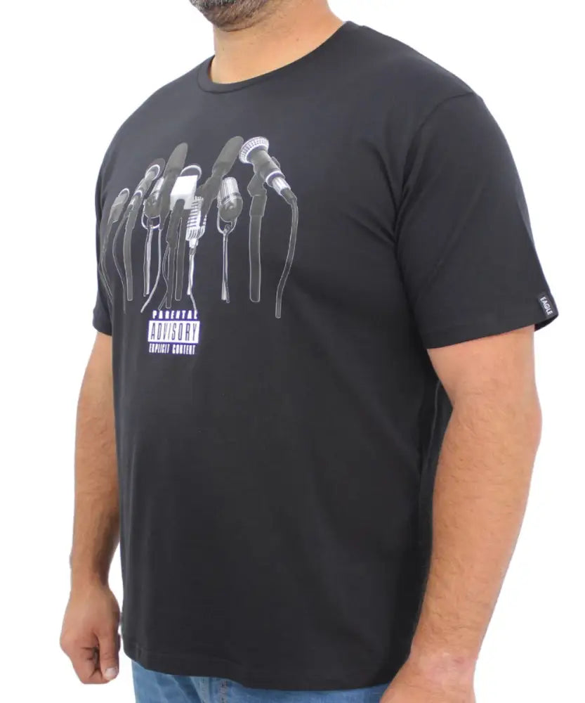 Mens Printed Microphone Tee | Eagle Clothing | Plus Size | Big & Tall
