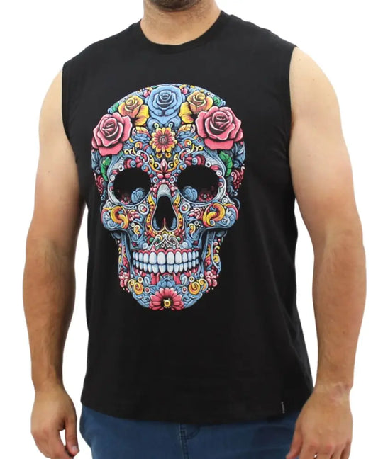 Mens Printed Skull Vest