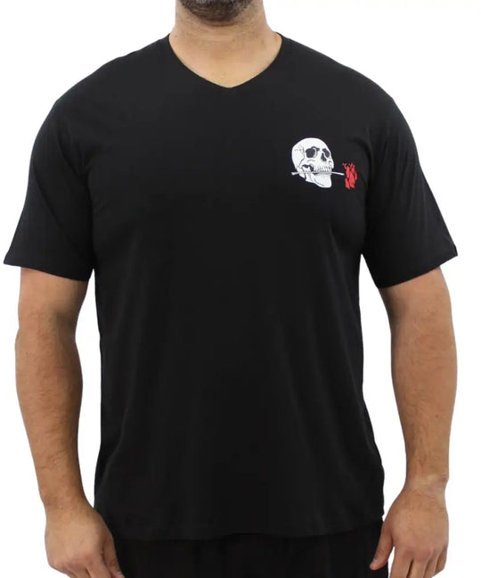 Mens Printed Skull VNeck Tee