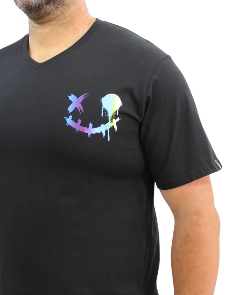 Mens Printed Smiley VNeck Tee | Eagle Clothing | Plus Size | Big & Tall