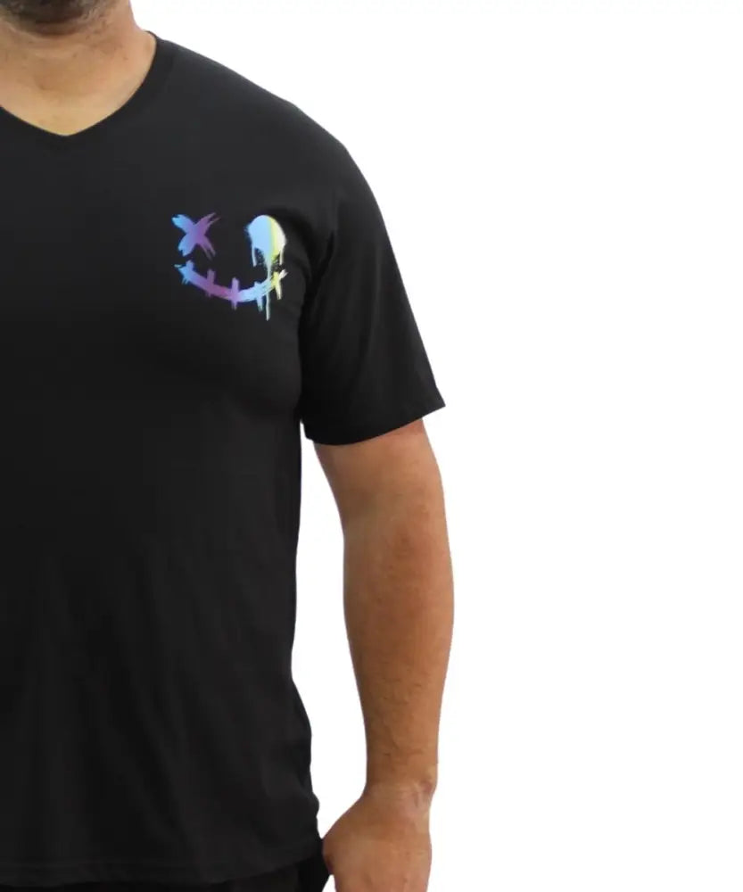 Mens Printed Smiley VNeck Tee | Eagle Clothing | Plus Size | Big & Tall