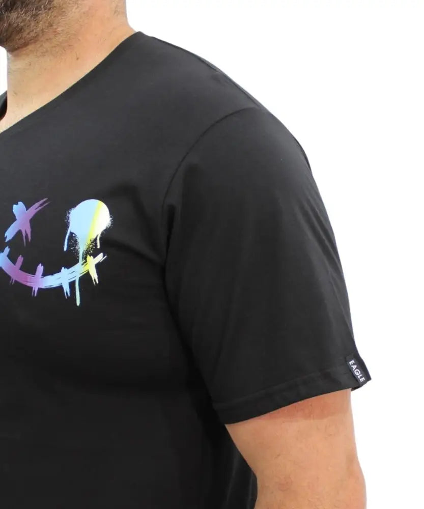 Mens Printed Smiley VNeck Tee | Eagle Clothing | Plus Size | Big & Tall
